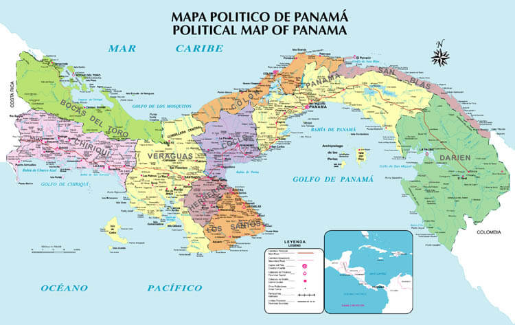 Regional Political Map of Panama